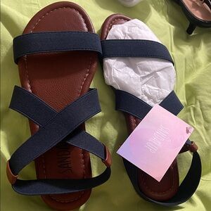 Elegant Women's Navy and Brown Sandals